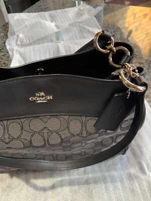 バッグ Coach signature handbag tassel Black Women's COACH F57612 Outline Signature Lexy Shoulder Bag. Black