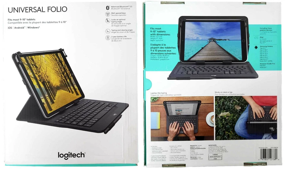 Logitech Universal Folio Keyboard Case Fits iOS Android & Windows Tablets 9-10" - Image 2 of 4