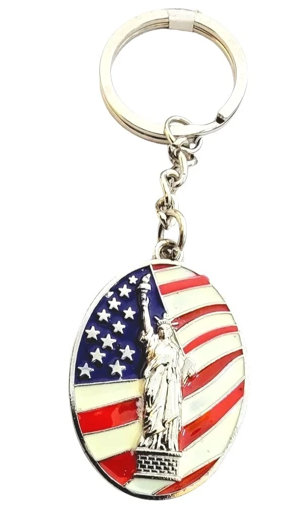 Statue of Liberty Keychain NYC New York Souvenir Lady Liberty USA Flag Keyring
