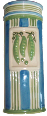 Vintage Ceramic Pasta Keeper Canister Container Pea Pods Embossed Spaghetti