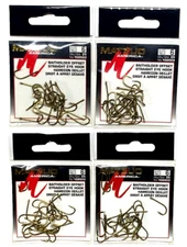 4 PACKS Matzuo 102022 Baitholder Offset Straight Eye Hook Size 6 Bronze 25-Count
