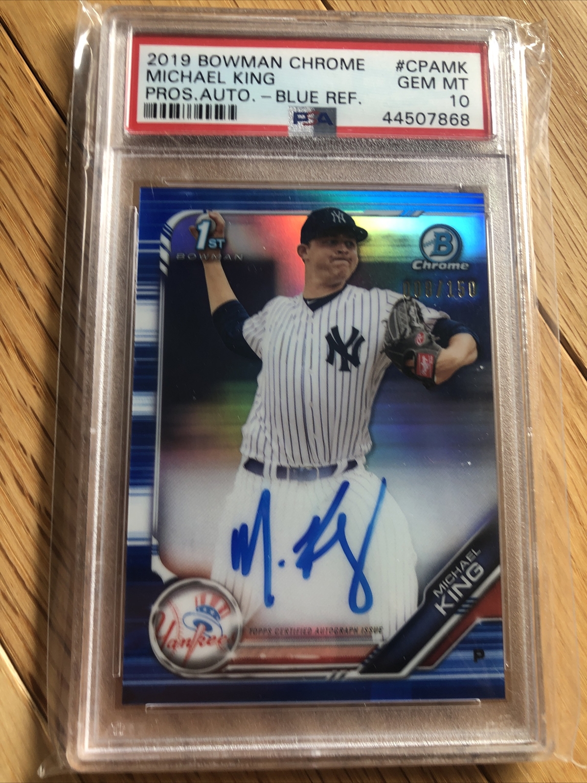 PSA 10 MICHAEL KING AUTO 1st 2019 Bowman Chrome BLUE REFRACTOR #/150 RC GEM MINT