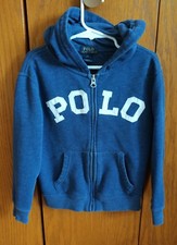Polo Ralph Lauren - Full Zip Up Hoodie Sweatshirt-Boy  s size 5 - Navy  White