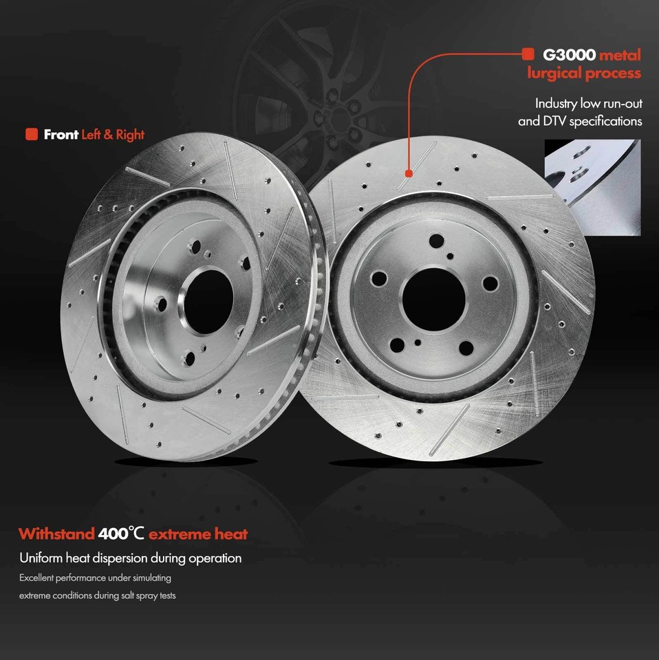 4Pcs Front & Rear Drilled Brake Rotors for Toyota Camry 2018 2019 2020