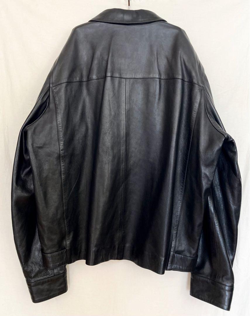 agnes b homme 90s leather jacket made in France size:3(XL)