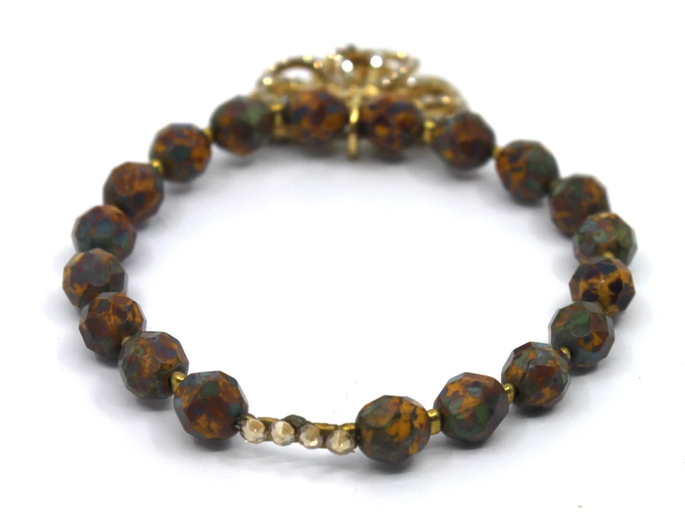 Brazalete Brazalete Bead & Swarovski Cristal Susurros Estacionales Marrón/Verde #56 Foto 4 de 4