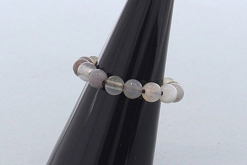 Botswana Achat Edelstein Fingerring Ring Kugel Perlengröße Ø 4mm | Elastik Band - Picture 2 of 2