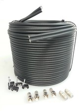 40m Black twin shotgun Satellite Extension TV coax cable For Sky HD Q / Freesat