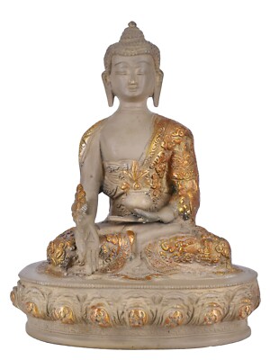 Weißwal Medizin Buddha Idol Tibetische Buddhistische Gottheit Messing Statue ...