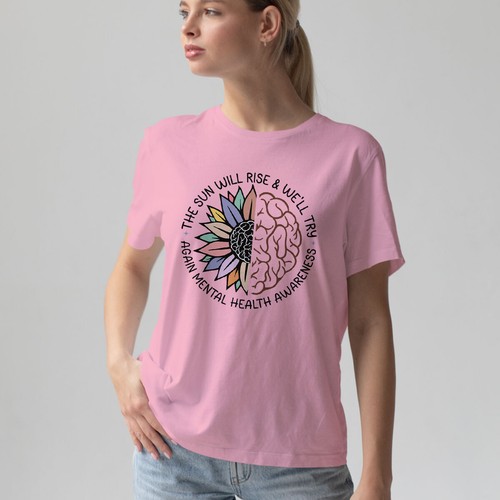 Camiseta The Sun Will Rise Mental Health Awareness Sunflower Brain - Imagen 5 de 10