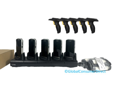LOT OF 5x Zebra TC56 2D Android 8.1 Mobile Computer +Cradle +New Cases & Handles