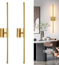 Gold Battery Operated Wall Sconces Set of Two, Dimmable Wall Sconces with Remote