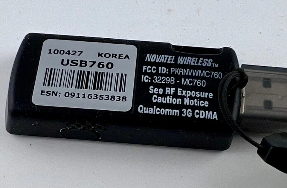 Módem móvil de banda ancha USB Verizon Wireless USB 760 3G tarjeta Qualcomm CDMA Air Foto 4 de 4