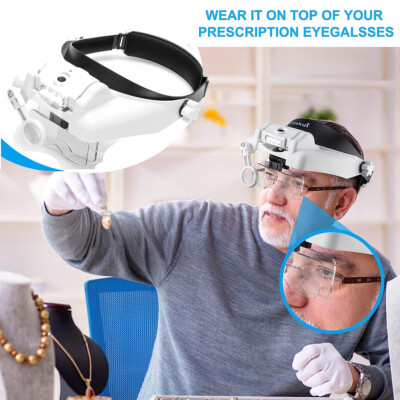 Headband Lighted Magnifying Glasses with Led Light, Head Mount