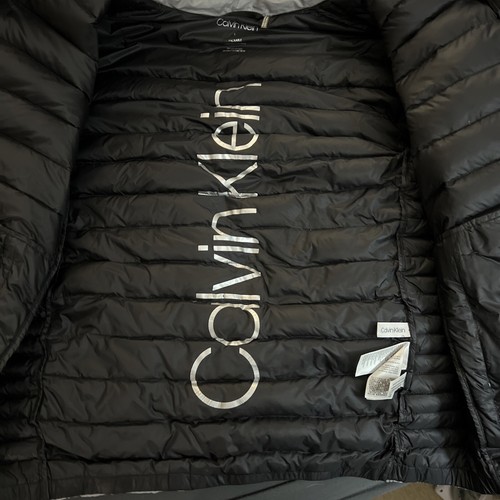 $225 Calvin Klein Men's Gray Quilted Hooded Down Packable Coat Jacket Size L - Picture 5 of 6