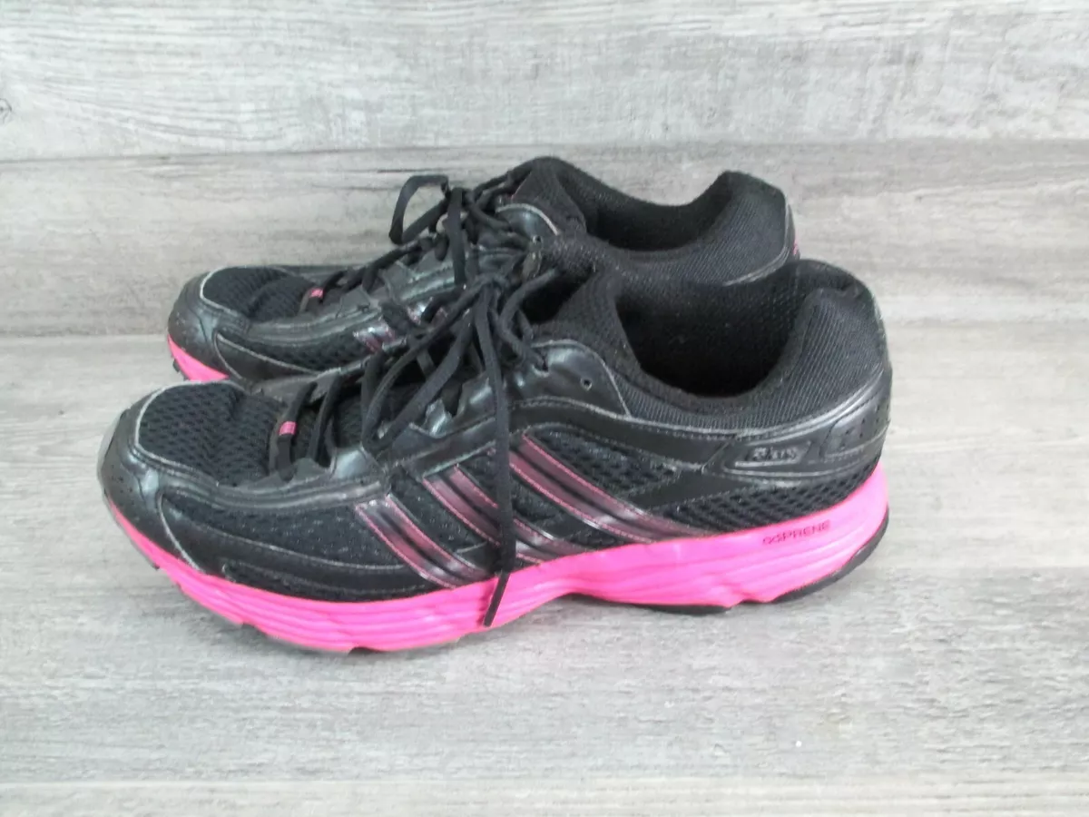 Adidas women's black deals & pink falcon sneakers