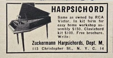 Zuckermann Harpsichord Kits Clavichord NYC Vintage Print Ad 1963