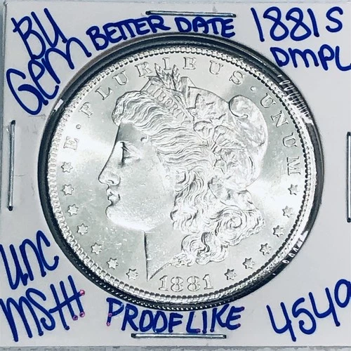 1881 S BU UNCIRCULATED MORGAN SILVER DOLLAR AUTHENTIC U.S.MINT FREESHIPPING 4549