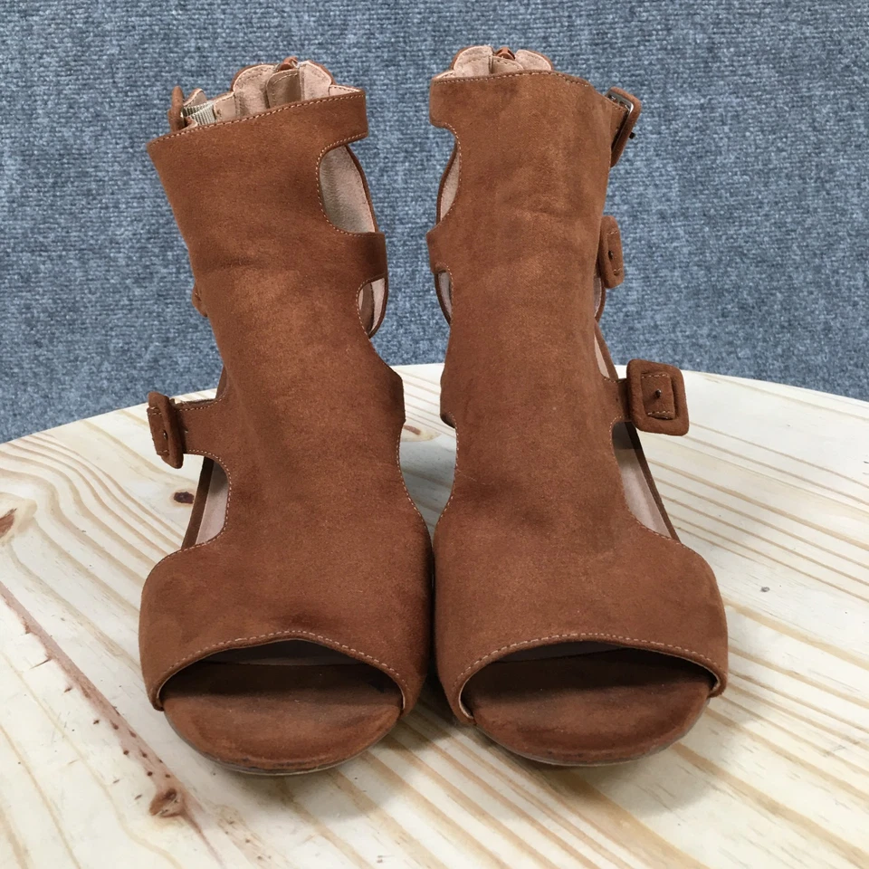 Madden Girl Sandals Womens 10 Beatrik Strappy Pump Brown Heels Casual Back Zip - Image 4 of 4