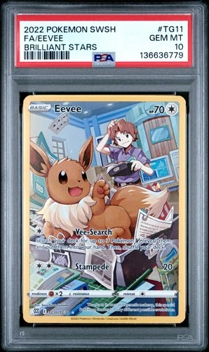Eevee Pokemon Sword & Shield Brilliant Stars TG11 NM PSA 10