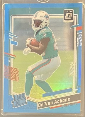 2023 Donruss Optic - #269 De’Von Achane Aqua Holo Rated Rookie /299 (RC). *MINT*