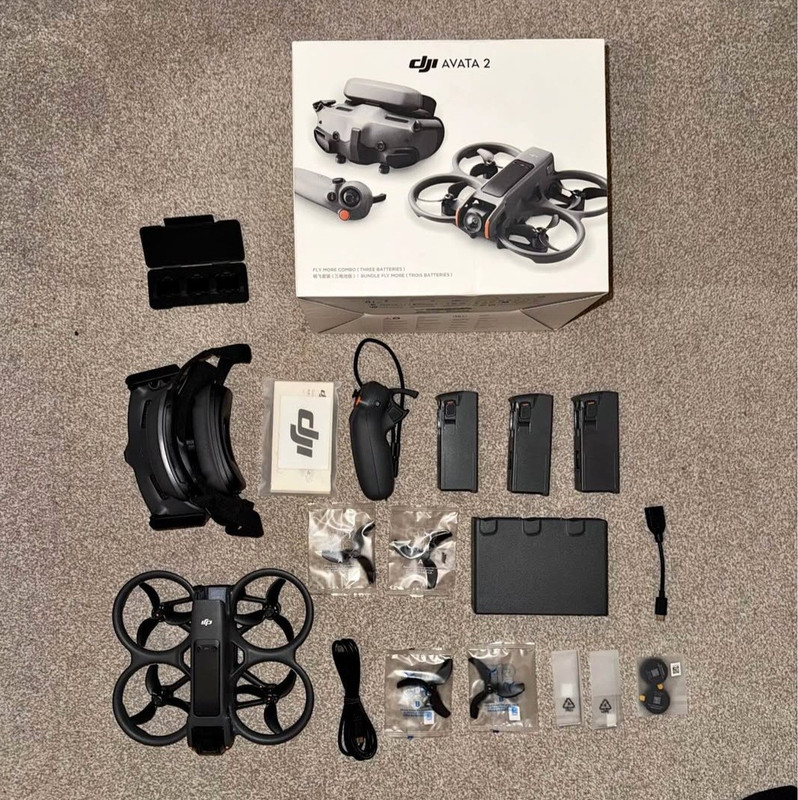 DJI Avata 2 Ready to Fly Camera Drone Kit, Fly More Combo, Drone Kit