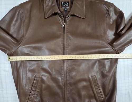 Jos A Bank Signature Collection Soft Brown Leather Bomber Jacket Full Zip XXLT - Picture 9 of 13