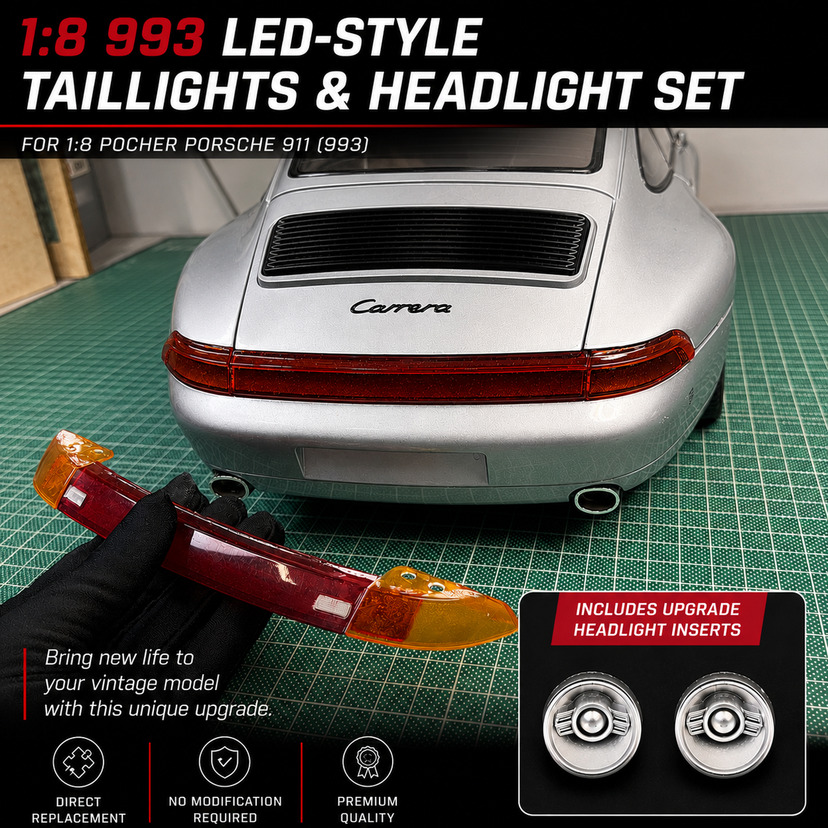 1:8 993 LED Taillights and Headlight Set For Pocher Porsche 911 | eBay