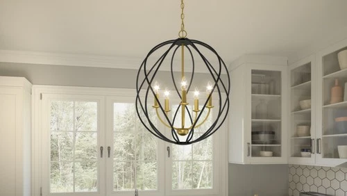 Quoizel BYN2824 5 Light 24"W Taper Candle Multi Light Pendant - Nickel - Picture 9 of 12