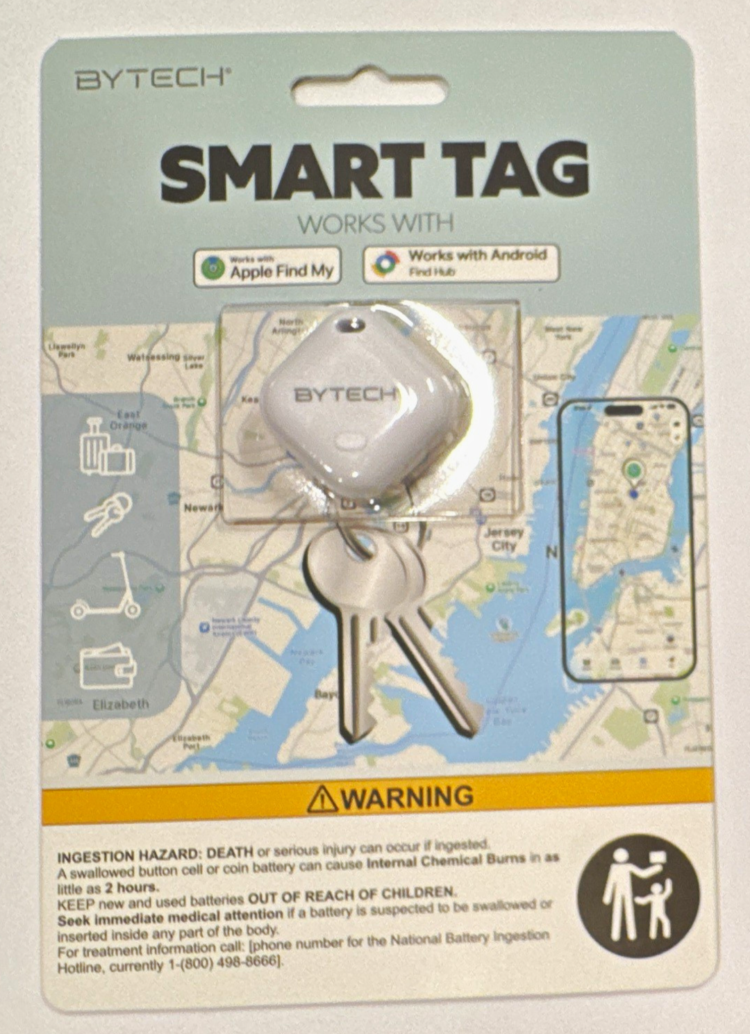 BYTECH Smart Tag Bluetooth Tracker Key Finder for Apple Find My ...