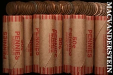 Pack of TEN Rolls of (50) Assorted Circulated Lincoln Wheat Cents - Scarce  #ROL