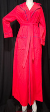 Pierre Cardin Paris New York Cherry Red Blue Size L Robe Belted Vintage