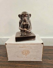 Vintage 1988 Rookwood Pottery Shiny Monkey Paperweight w/ Box