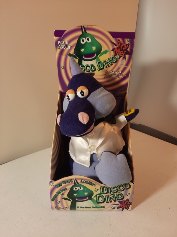 1998 Gemmy Disco Dino He Sing To The Hit Song " Inferno " ( Squeeze My Hand) 10"