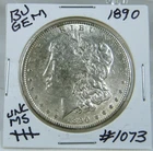 1890 MORGAN SILVER DOLLAR FROM ORIGINAL BANK BAG GEM BU US MINT #1073