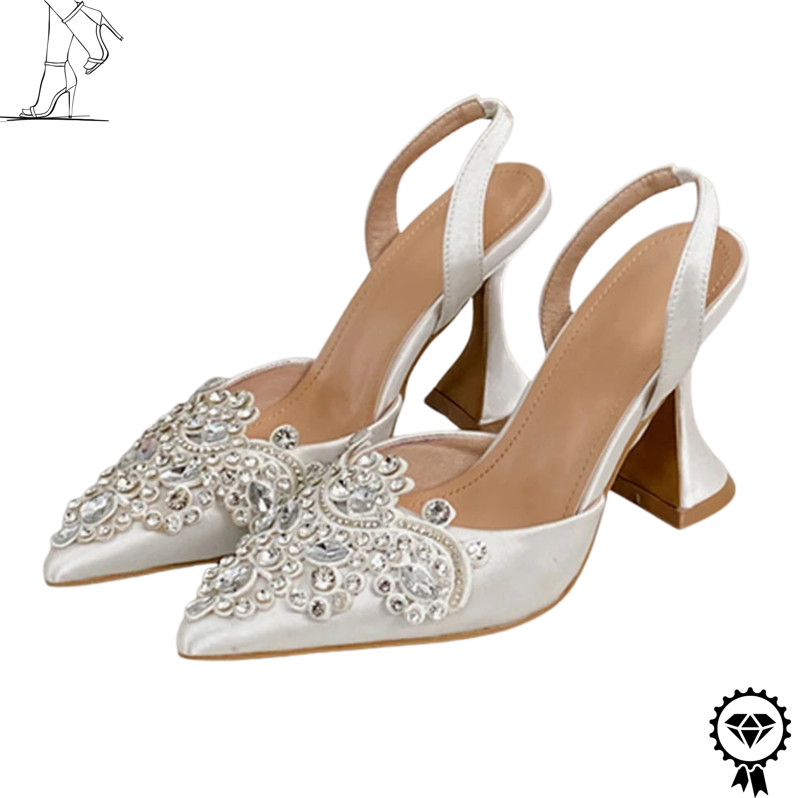 Womens White Crystal Rhinestone Pumps Pointed Toe High Heels Wedding Party Shoes