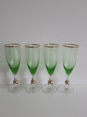 4 x Art Deco Jozef Stanik Goldene Zlata Zuzana Sektgläser WIE NEU !!!