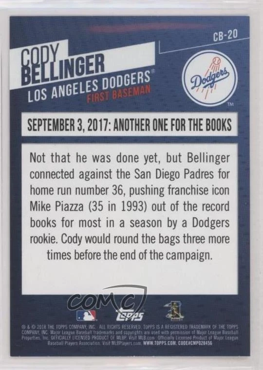 2018 Topps Cody Bellinger Highlights Target Cody Bellinger #CB-20 - Image 2 of 2