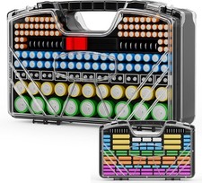 Battery Organizer Storage Holder Box Case with Tester, Stores Protects Up to 2
