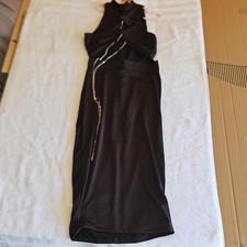 A3 Design Black Rhinestone Chain Cutout Mock Neck Bodycon Midi Dress Women S NWT