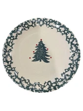 Folk Craft by Tienshan Winter Wonderland Spongeware Dinner Plates Set of 4