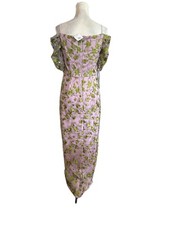 JS Collections Lavender Green Embroidered Mesh Overlay Gown Floral Sz 6 NWT