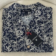 NWT Cremieux size L blue floral short sleeve button up shirt mens