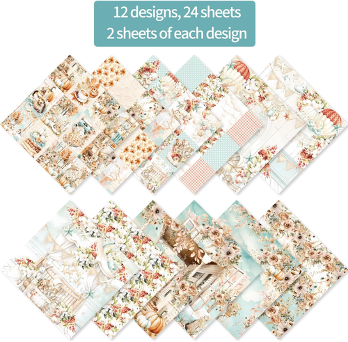 6x6" 160 g/m² Karton einseitig Scrapbooking 24 Papiere Block Vintage Decoupage - Bild 2 von 7
