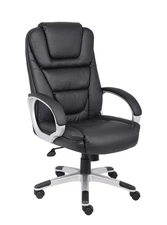 High Back No Tools Required LeatherPlus Chair in Black