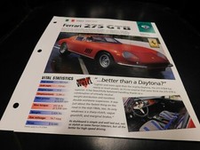 1964-1968 Ferrari 275 GTB Spec Sheet Brochure Photo Poster 65 66 67