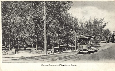 Chelsea Common and Washington Square Trolley Street Car Vintage Mass ...