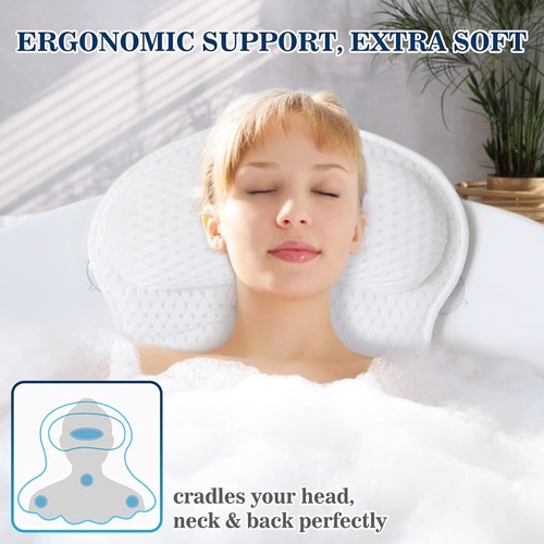 Luxury Bath Pillows for Tub Neck and Back Support Bath Tub Pillow Headrest - Picture 2 of 6