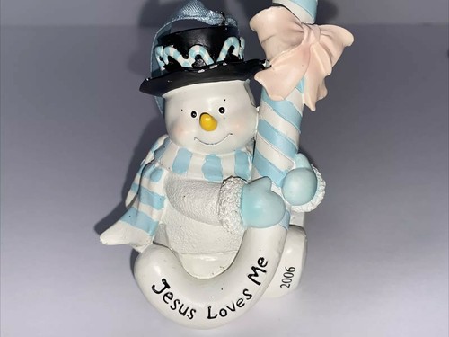 “Jesus Loves Me” 2006 Snowman Ornament - Blue, Candy Cane - Picture 12 of 12