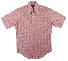 VTG 60s JC PENNEY S TOWNCRAFT US Men s M Pink Floral Short Sleeve Disco Shirt